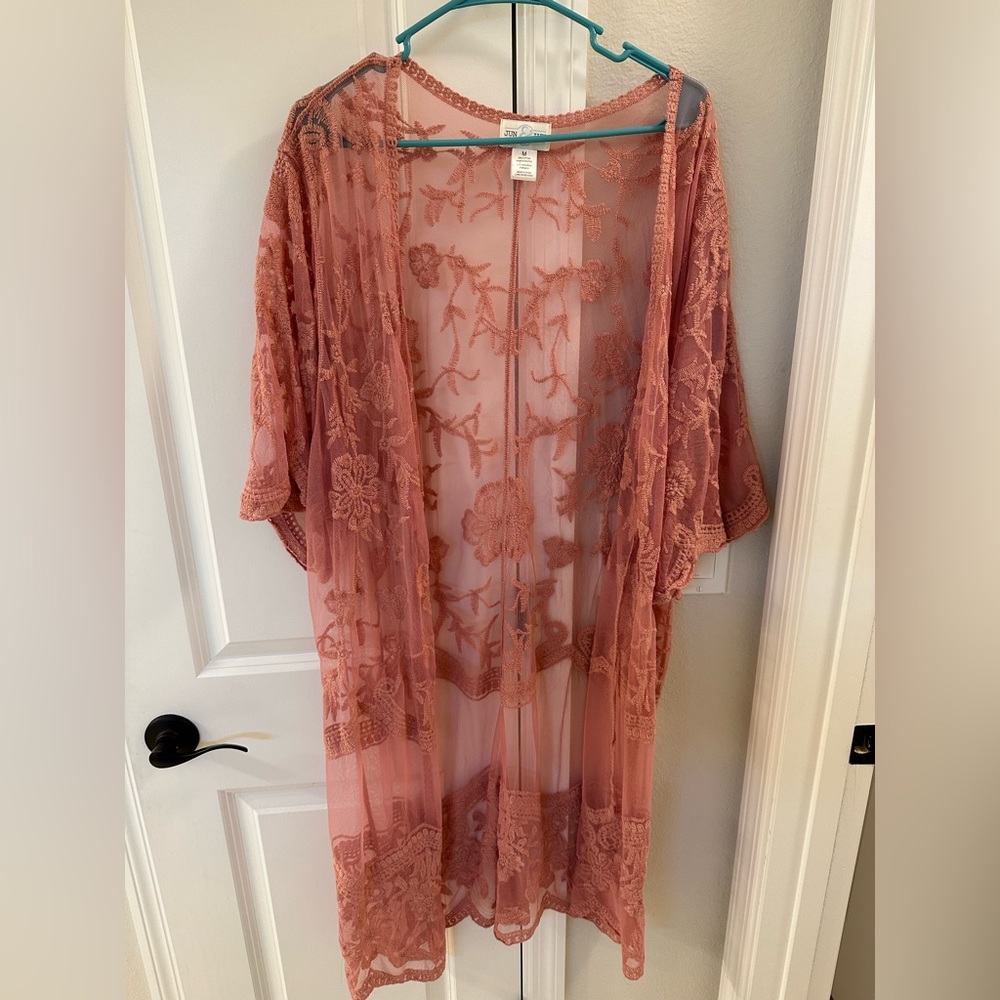 Never worn pink lace Kimono purchased at Francesca’s